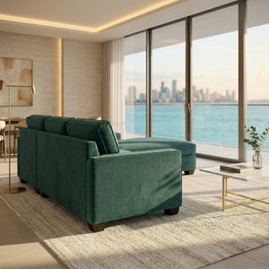 English Elm Talmadge L-shaped Chenille Sectional Handcrafted Usa Chaise Lounge Contemporary Living Room Forest Green B2761P499217