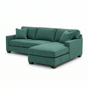 English Elm Talmadge L-shaped Chenille Sectional Handcrafted Usa Chaise Lounge Contemporary Living Room Forest Green B2761P499217