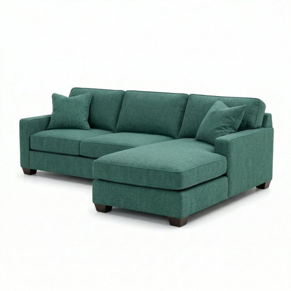 English Elm Talmadge L-shaped Chenille Sectional Handcrafted Usa Chaise Lounge Contemporary Living Room Forest Green B2761P499217