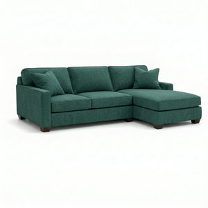 English Elm Talmadge L-shaped Chenille Sectional Handcrafted Usa Chaise Lounge Contemporary Living Room Forest Green B2761P499217