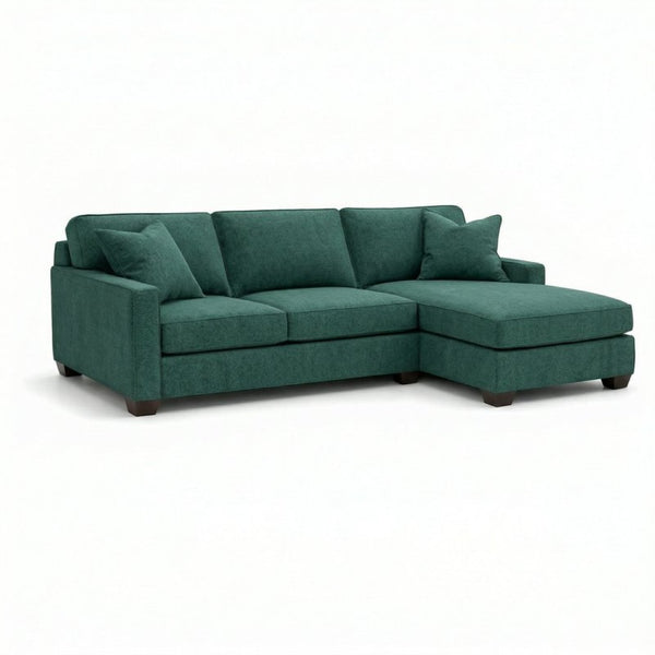 English Elm Talmadge L-shaped Chenille Sectional Handcrafted Usa Chaise Lounge Contemporary Living Room Forest Green B2761P499217