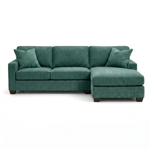 English Elm Talmadge L-shaped Chenille Sectional Handcrafted Usa Chaise Lounge Contemporary Living Room Forest Green B2761P499217