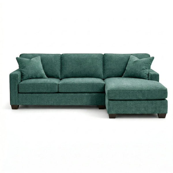 English Elm Talmadge L-shaped Chenille Sectional Handcrafted Usa Chaise Lounge Contemporary Living Room Forest Green B2761P499217