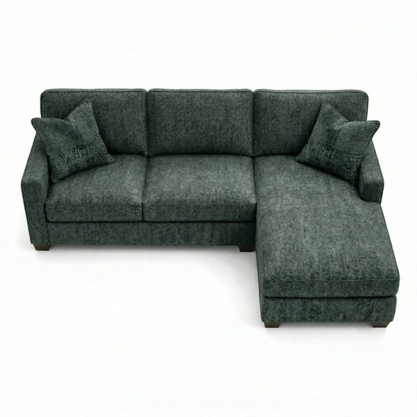 English Elm Talmadge L-shaped Chenille Sectional Handcrafted Usa Chaise Lounge Contemporary Living Room Sage Green B2761P499218