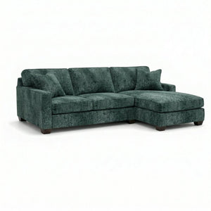 English Elm Talmadge L-shaped Chenille Sectional Handcrafted Usa Chaise Lounge Contemporary Living Room Sage Green B2761P499218