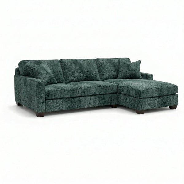 English Elm Talmadge L-shaped Chenille Sectional Handcrafted Usa Chaise Lounge Contemporary Living Room Sage Green B2761P499218