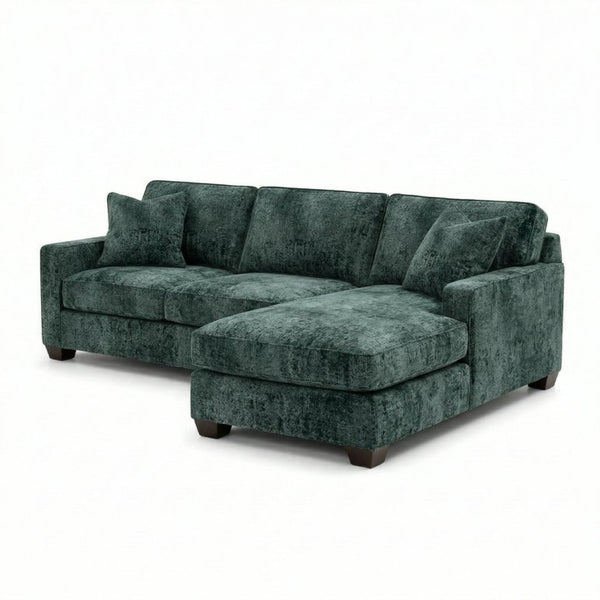 English Elm Talmadge L-shaped Chenille Sectional Handcrafted Usa Chaise Lounge Contemporary Living Room Sage Green B2761P499218