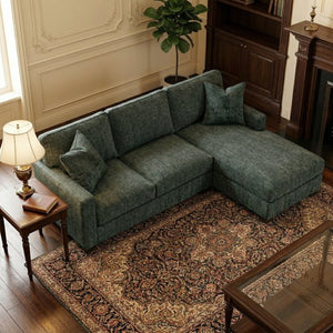 English Elm Talmadge L-shaped Chenille Sectional Handcrafted Usa Chaise Lounge Contemporary Living Room Sage Green B2761P499218