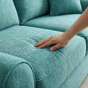 English Elm Irlanda Emerald Polyester Sofa Handcrafted in USA with Square Arms for Living Rooms Hepburn Emerald B2761P502673