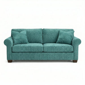 English Elm Irlanda Emerald Polyester Sofa Handcrafted in USA with Square Arms for Living Rooms Hepburn Emerald B2761P502673