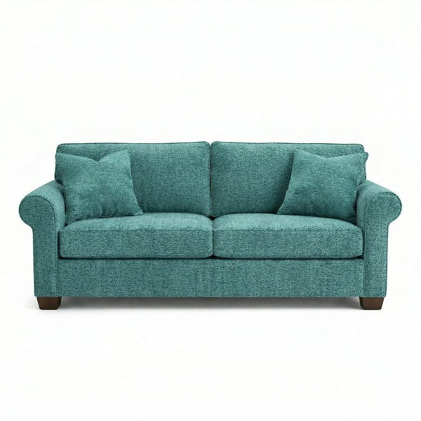 English Elm Irlanda Emerald Polyester Sofa Handcrafted in USA with Square Arms for Living Rooms Hepburn Emerald B2761P502673