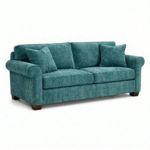 English Elm Irlanda Emerald Polyester Sofa Handcrafted in USA with Square Arms for Living Rooms Hepburn Emerald B2761P502673