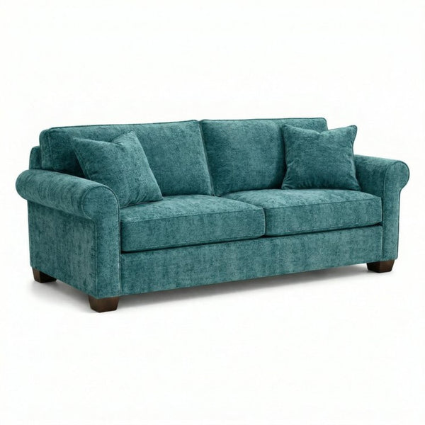 English Elm Irlanda Emerald Polyester Sofa Handcrafted in USA with Square Arms for Living Rooms Hepburn Emerald B2761P502673