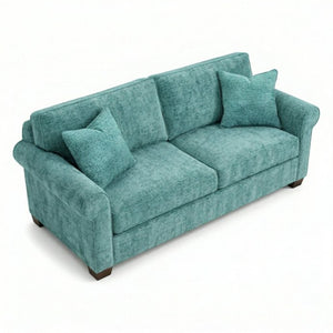 English Elm Irlanda Emerald Polyester Sofa Handcrafted in USA with Square Arms for Living Rooms Hepburn Emerald B2761P502673