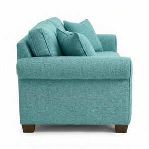 English Elm Irlanda Emerald Polyester Sofa Handcrafted in USA with Square Arms for Living Rooms Hepburn Emerald B2761P502673