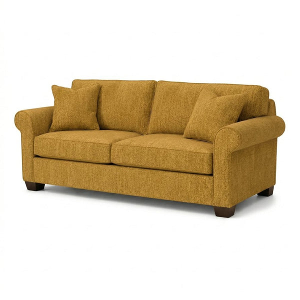 English Elm Irlanda Emerald Polyester Sofa Handcrafted in USA with Square Arms for Living Rooms Yellow Hepburn Chai Tea B2761P502674
