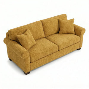 English Elm Irlanda Emerald Polyester Sofa Handcrafted in USA with Square Arms for Living Rooms Yellow Hepburn Chai Tea B2761P502674