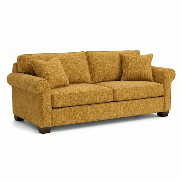 English Elm Irlanda Emerald Polyester Sofa Handcrafted in USA with Square Arms for Living Rooms Yellow Hepburn Chai Tea B2761P502674