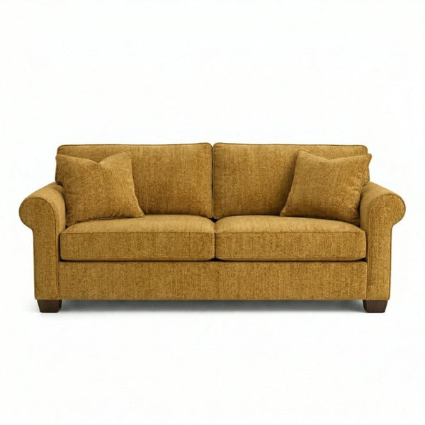 English Elm Irlanda Emerald Polyester Sofa Handcrafted in USA with Square Arms for Living Rooms Yellow Hepburn Chai Tea B2761P502674