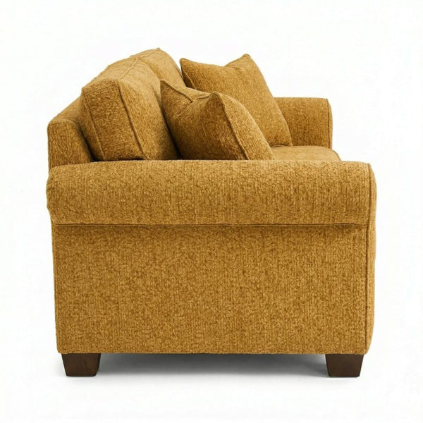 English Elm Irlanda Emerald Polyester Sofa Handcrafted in USA with Square Arms for Living Rooms Yellow Hepburn Chai Tea B2761P502674