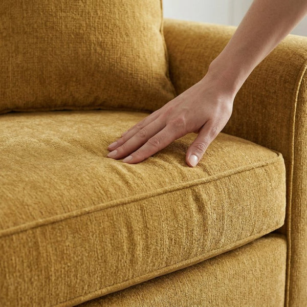 English Elm Irlanda Emerald Polyester Sofa Handcrafted in USA with Square Arms for Living Rooms Yellow Hepburn Chai Tea B2761P502674