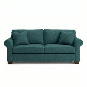 English Elm Irlanda Emerald Polyester Sofa Handcrafted in USA with Square Arms for Living Rooms Hepburn Teal Blue B2761P502675