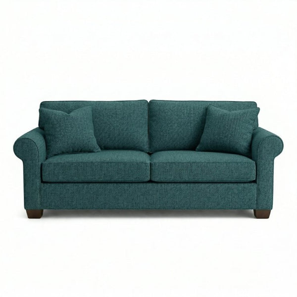English Elm Irlanda Emerald Polyester Sofa Handcrafted in USA with Square Arms for Living Rooms Hepburn Teal Blue B2761P502675