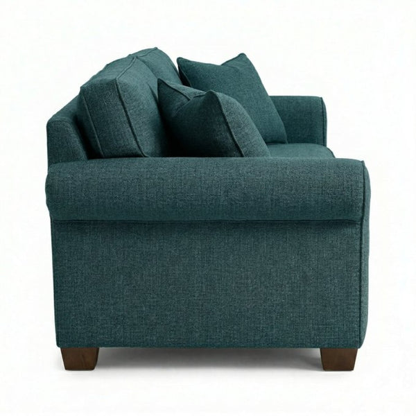 English Elm Irlanda Emerald Polyester Sofa Handcrafted in USA with Square Arms for Living Rooms Hepburn Teal Blue B2761P502675