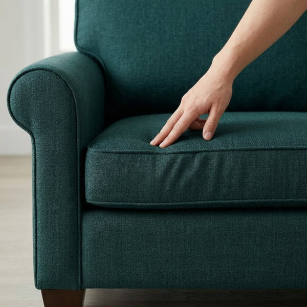 English Elm Irlanda Emerald Polyester Sofa Handcrafted in USA with Square Arms for Living Rooms Hepburn Teal Blue B2761P502675