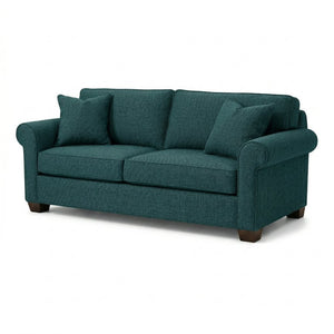 English Elm Irlanda Emerald Polyester Sofa Handcrafted in USA with Square Arms for Living Rooms Hepburn Teal Blue B2761P502675