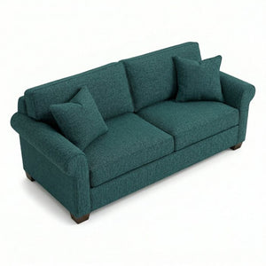 English Elm Irlanda Emerald Polyester Sofa Handcrafted in USA with Square Arms for Living Rooms Hepburn Teal Blue B2761P502675