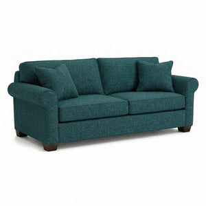 English Elm Irlanda Emerald Polyester Sofa Handcrafted in USA with Square Arms for Living Rooms Hepburn Teal Blue B2761P502675