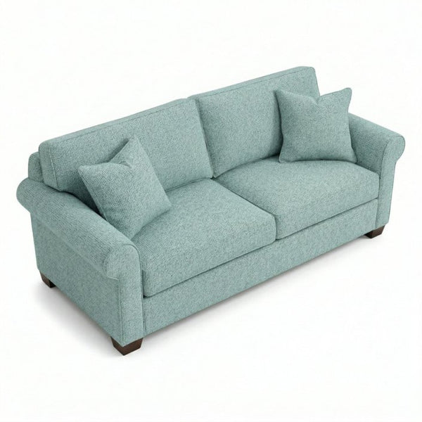 English Elm Irlanda Emerald Polyester Sofa Handcrafted in USA with Square Arms for Living Rooms Blue Leslie Robins Egg B2761P502676
