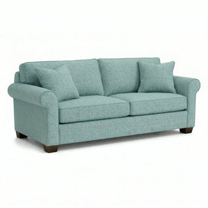 English Elm Irlanda Emerald Polyester Sofa Handcrafted in USA with Square Arms for Living Rooms Blue Leslie Robins Egg B2761P502676