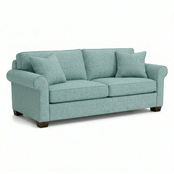 English Elm Irlanda Emerald Polyester Sofa Handcrafted in USA with Square Arms for Living Rooms Blue Leslie Robins Egg B2761P502676
