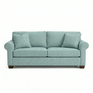 English Elm Irlanda Emerald Polyester Sofa Handcrafted in USA with Square Arms for Living Rooms Blue Leslie Robins Egg B2761P502676