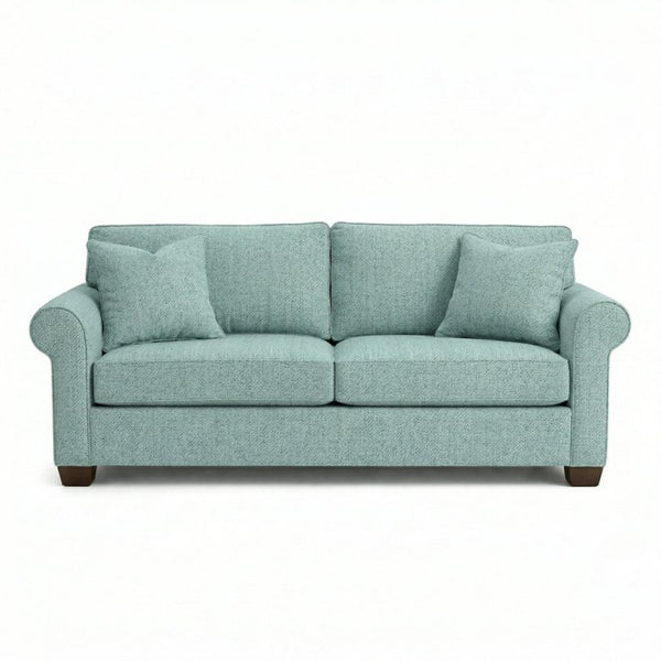 English Elm Irlanda Emerald Polyester Sofa Handcrafted in USA with Square Arms for Living Rooms Blue Leslie Robins Egg B2761P502676