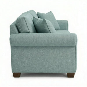 English Elm Irlanda Emerald Polyester Sofa Handcrafted in USA with Square Arms for Living Rooms Blue Leslie Robins Egg B2761P502676