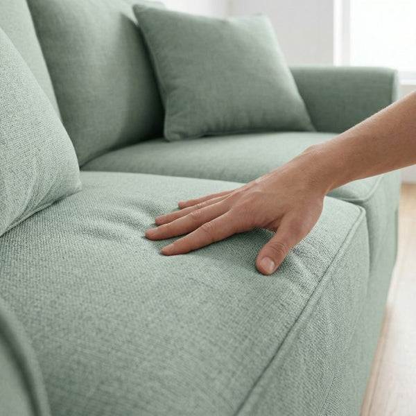 English Elm Irlanda Emerald Polyester Sofa Handcrafted in USA with Square Arms for Living Rooms Blue Leslie Robins Egg B2761P502676