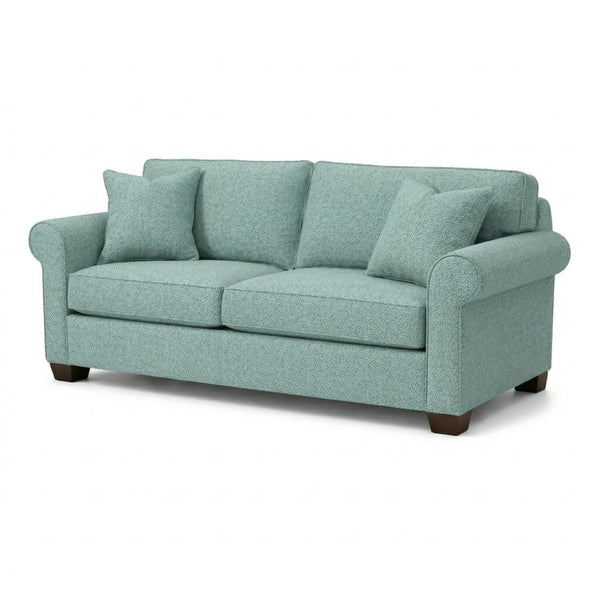 English Elm Irlanda Emerald Polyester Sofa Handcrafted in USA with Square Arms for Living Rooms Blue Leslie Robins Egg B2761P502676