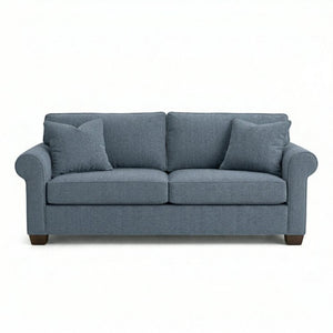 English Elm Irlanda Emerald Polyester Sofa Handcrafted in USA with Square Arms for Living Rooms Leslie Peacock Slate Blue B2761P502677