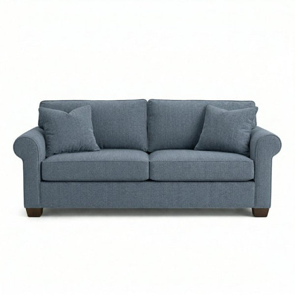 English Elm Irlanda Emerald Polyester Sofa Handcrafted in USA with Square Arms for Living Rooms Leslie Peacock Slate Blue B2761P502677