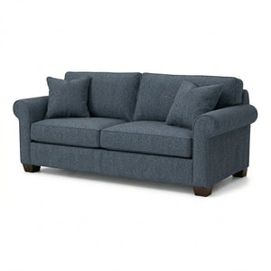 English Elm Irlanda Emerald Polyester Sofa Handcrafted in USA with Square Arms for Living Rooms Leslie Peacock Slate Blue B2761P502677