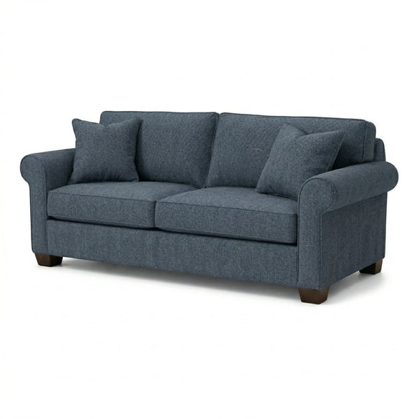 English Elm Irlanda Emerald Polyester Sofa Handcrafted in USA with Square Arms for Living Rooms Leslie Peacock Slate Blue B2761P502677
