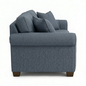 English Elm Irlanda Emerald Polyester Sofa Handcrafted in USA with Square Arms for Living Rooms Leslie Peacock Slate Blue B2761P502677