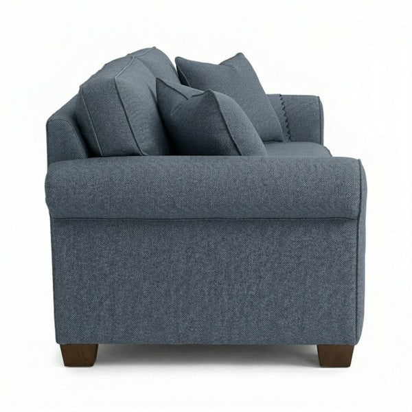 English Elm Irlanda Emerald Polyester Sofa Handcrafted in USA with Square Arms for Living Rooms Leslie Peacock Slate Blue B2761P502677
