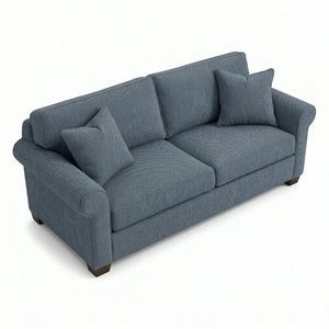 English Elm Irlanda Emerald Polyester Sofa Handcrafted in USA with Square Arms for Living Rooms Leslie Peacock Slate Blue B2761P502677