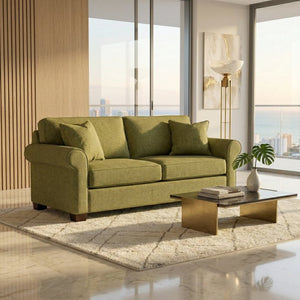 English Elm Irlanda Emerald Polyester Sofa Handcrafted in USA with Square Arms for Living Rooms Notion Appletini B2761P502678