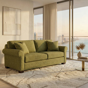 English Elm Irlanda Emerald Polyester Sofa Handcrafted in USA with Square Arms for Living Rooms Notion Appletini B2761P502678