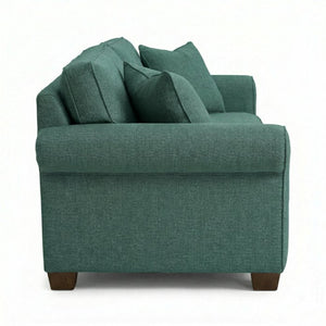 English Elm Irlanda Velvet Three Cushion Sofa USA Crafted Tailored Square Arm Living Room Forest Green B2761P502680